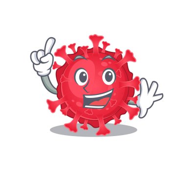 Maskot karakter tarzında bir Finger Coronavirus maddesi