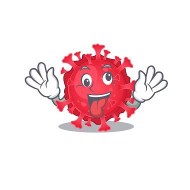 Çılgın yüz Coronavirus madde maskotu tasarım stili