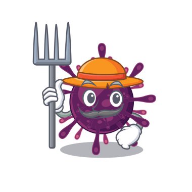 Coronavirus böbrek yetmezliği, şapkası ve yabası olan çiftçi çizgi film karakteri.