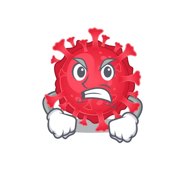 Coronavirus substance cartoon character design with angry face — Stok Vektör