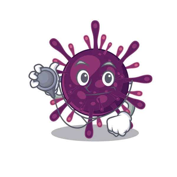Un elegante coronavirus insufficienza renale in un personaggio Doctor Cartoon con strumenti — Vettoriale Stock