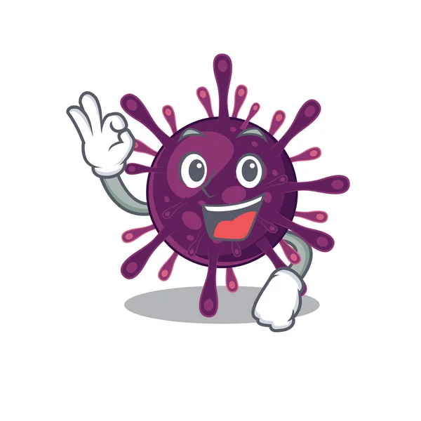 Coronavirus kidney failure cartoon character design style making an Okay gesture — Stock Vector