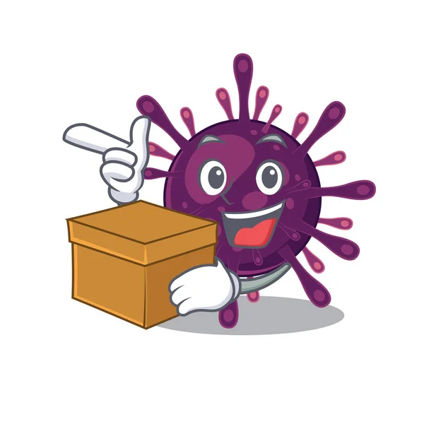 Coronavirus selhání ledvin karikatura design styl s krabicí — Stockový vektor