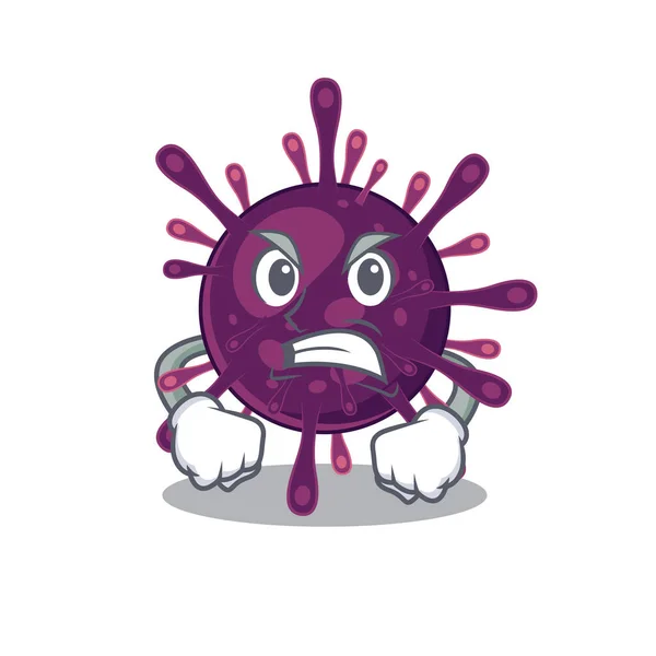 Coronavirus insufficienza renale disegno del personaggio dei cartoni animati con faccia arrabbiata — Vettoriale Stock