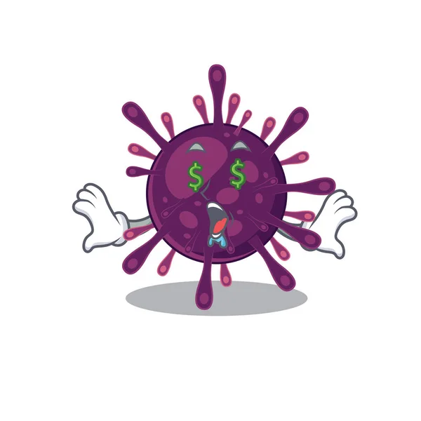 Rich coronavirus kidney failure with Money eye mascot character style — Stock Vector