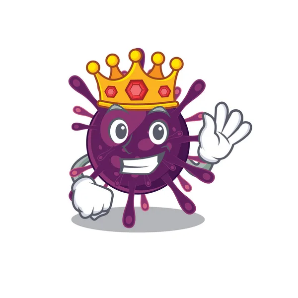 Il re reale di coronavirus insufficienza renale disegno personaggio dei cartoni animati con corona — Vettoriale Stock