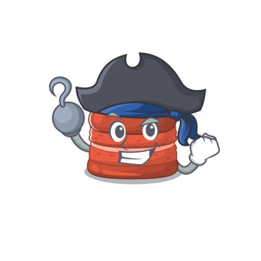 Bir elinde vişneli makarna Bir elinde Korsan çizgi film tasarımı tarzı şapkalı