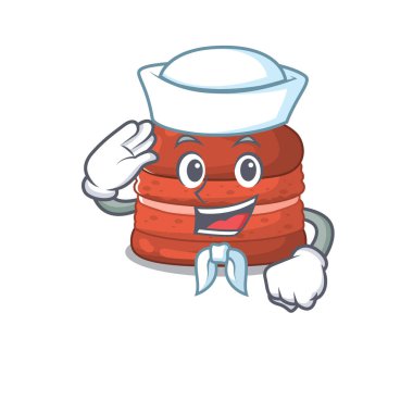 Beyaz şapkalı şirin vişneli makarna denizci çizgi film karakteri.