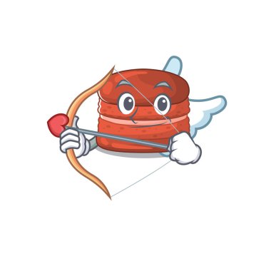 Kirazlı makaronun romantik resmi Aşk Tanrısı çizgi film karakteri ok ve kanatlı