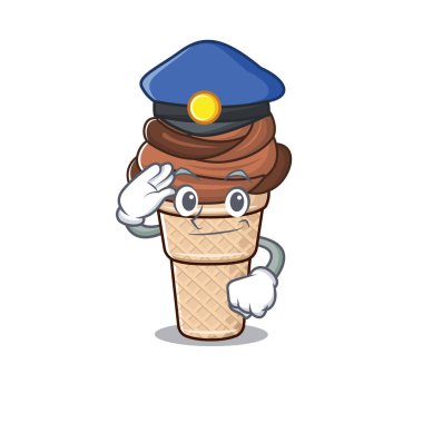 Bir polis memuru olarak gerçekleştirilen çikolatalı dondurmanın resmi.