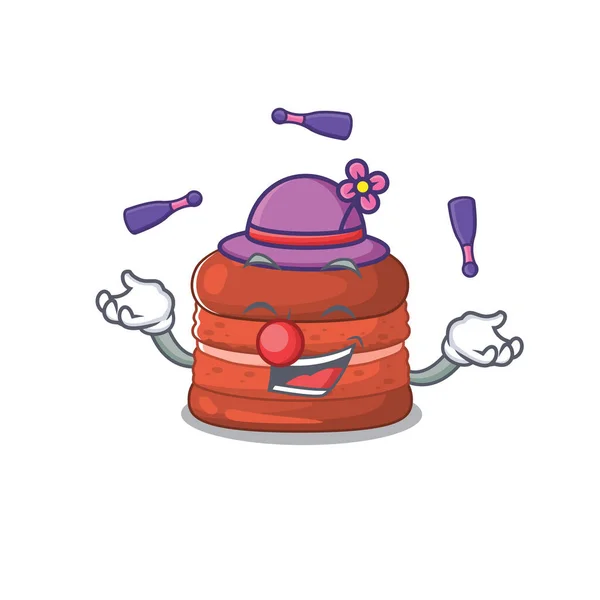 A sweet cherry macaron mascot mascot style playing Juggling — стоковый вектор
