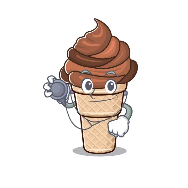 En elegant chokladglass i en Doctor Cartoon karaktär med verktyg — Stock vektor