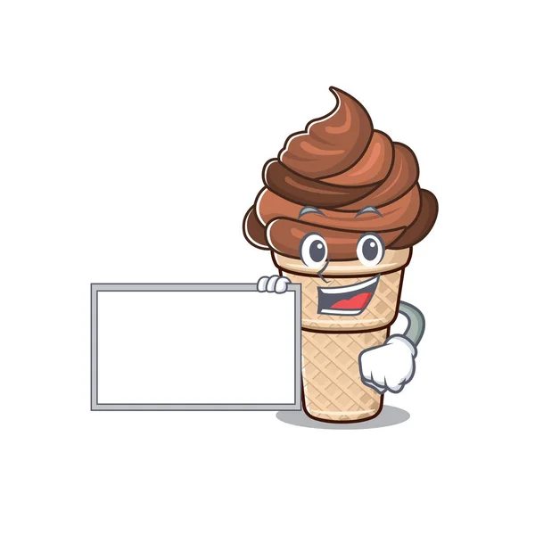 Crème glacée au chocolat avec dessin animé style mascotte — Image vectorielle