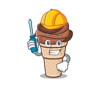 Çizgi film karakteri tasarımında sunulan akıllı otomotiv çikolatalı dondurma.