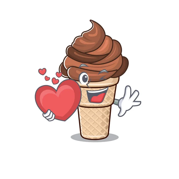 巧克力冰淇淋贴心的浪漫卡通设计 — 图库矢量图片