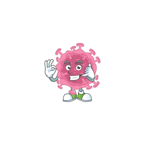 Llámame gracioso gesto corona virus parásito mascota diseño de dibujos animados — Vector de stock