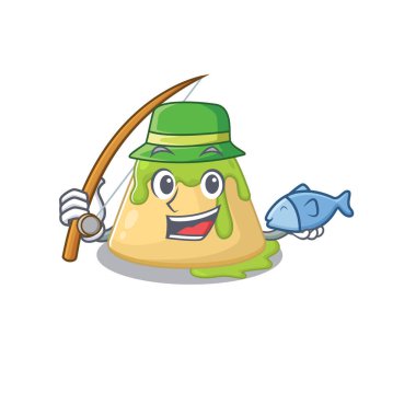 Komik bir puding resmi. Yeşil çay tasarımı.