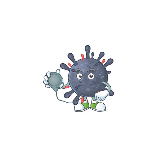 Мультяшный персонаж эпидемии коронавируса Доктор, использующий инструменты
