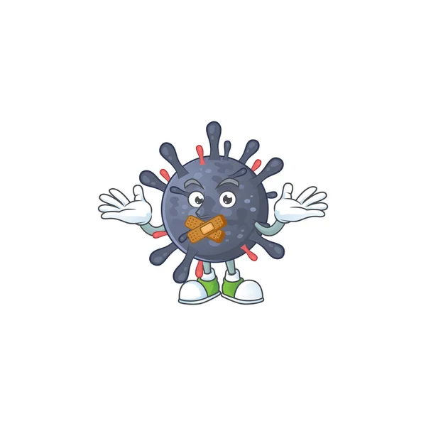 Coronavirus epidemia cartone animato concetto di design personaggio mostrando gesto silenzioso — Vettoriale Stock