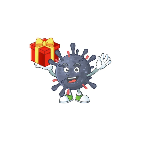 Un estilo de diseño de mascota de la epidemia de coronavirus mostrando cara loca — Vector de stock