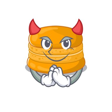 A picture of orange macaron in devil cartoon design