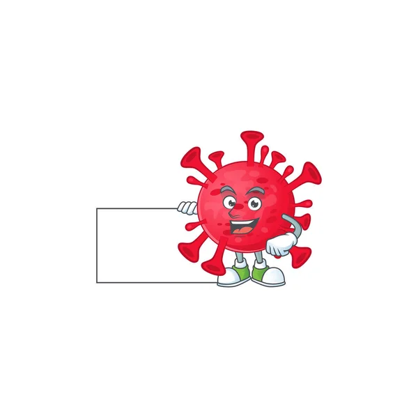 Αστεία coronavirus amoeba σχέδιο κινουμένων σχεδίων Αντίχειρες με ένα λευκό πίνακα — Διανυσματικό Αρχείο