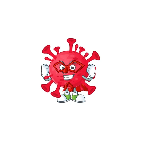Una foto de la ameba coronavirus vestido como un personaje de dibujos animados Super héroe — Vector de stock