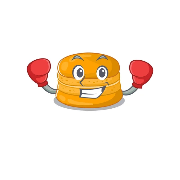 Un estilo de diseño de mascota de boxeo macaron naranja deportivo — Vector de stock