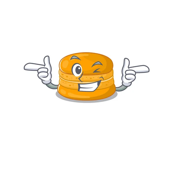 Smiley orange makaron tecknad design stil visar blund öga — Stock vektor