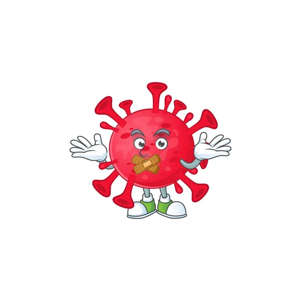 Coronavirus amoeba cartoon character design concept showing silent gesture — Stock Vector