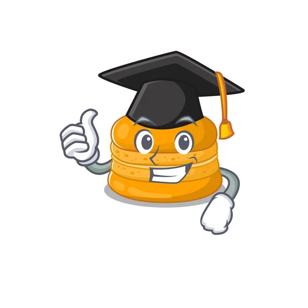 En bild av orange makaron med svart hatt för examensceremoni — Stock vektor
