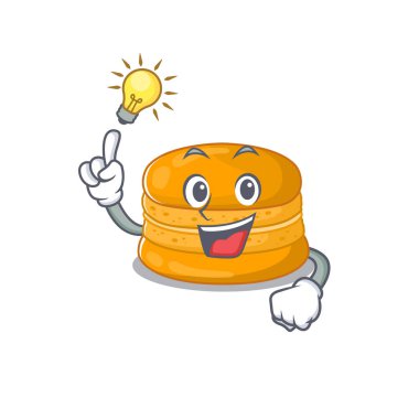 Have an idea gesture of orange macaron mascot character design