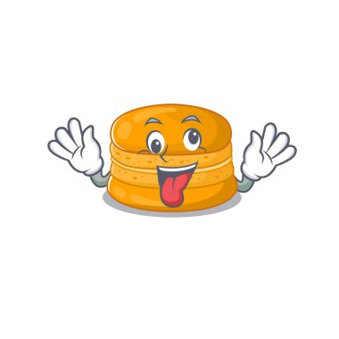 A picture of crazy face orange macaron mascot design style