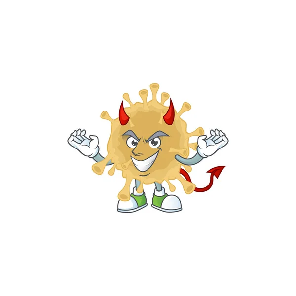 Cartoon picture of coronavirus particle in devil cartoon character design — Stock vektor