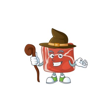 Tatlı ve kurnaz cadı eti çizgi film karakteri. Vektör illüstrasyonu