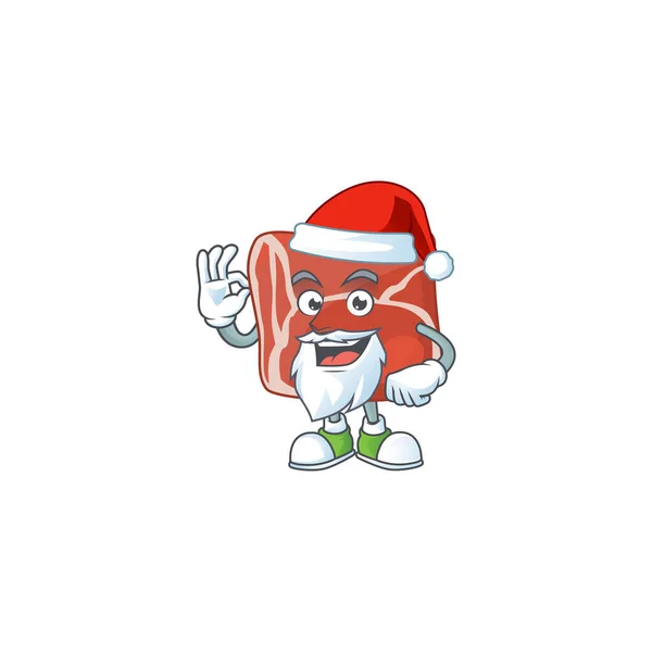 Carne Personagem Cartoon Papai Noel Mostrando Dedo Ilustração Vetorial — Vetor de Stock