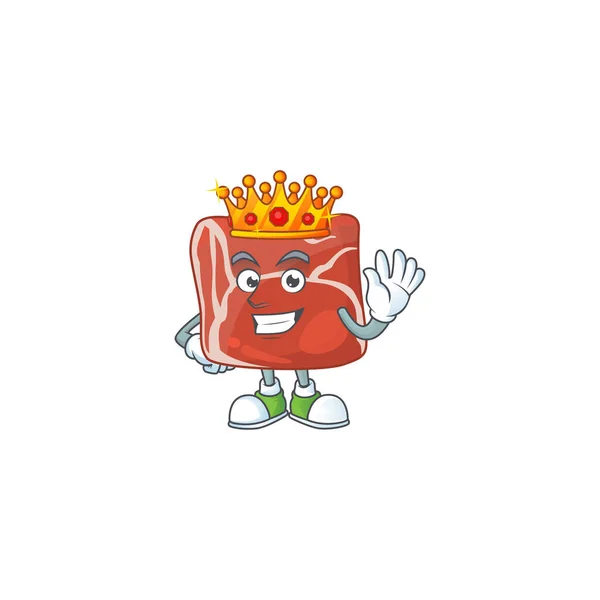 Een Charismatische Koning Van Rundvlees Cartoon Karakter Ontwerp Vectorillustratie — Stockvector