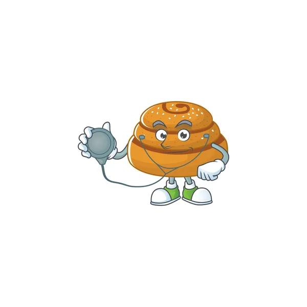 A cartoon character of kanelbulle Doctor using tools. Vector illustration — Stock Illustration Cartoon Character Kanelbulle Doctor Using Tools Vector Illustration Stock Illustration