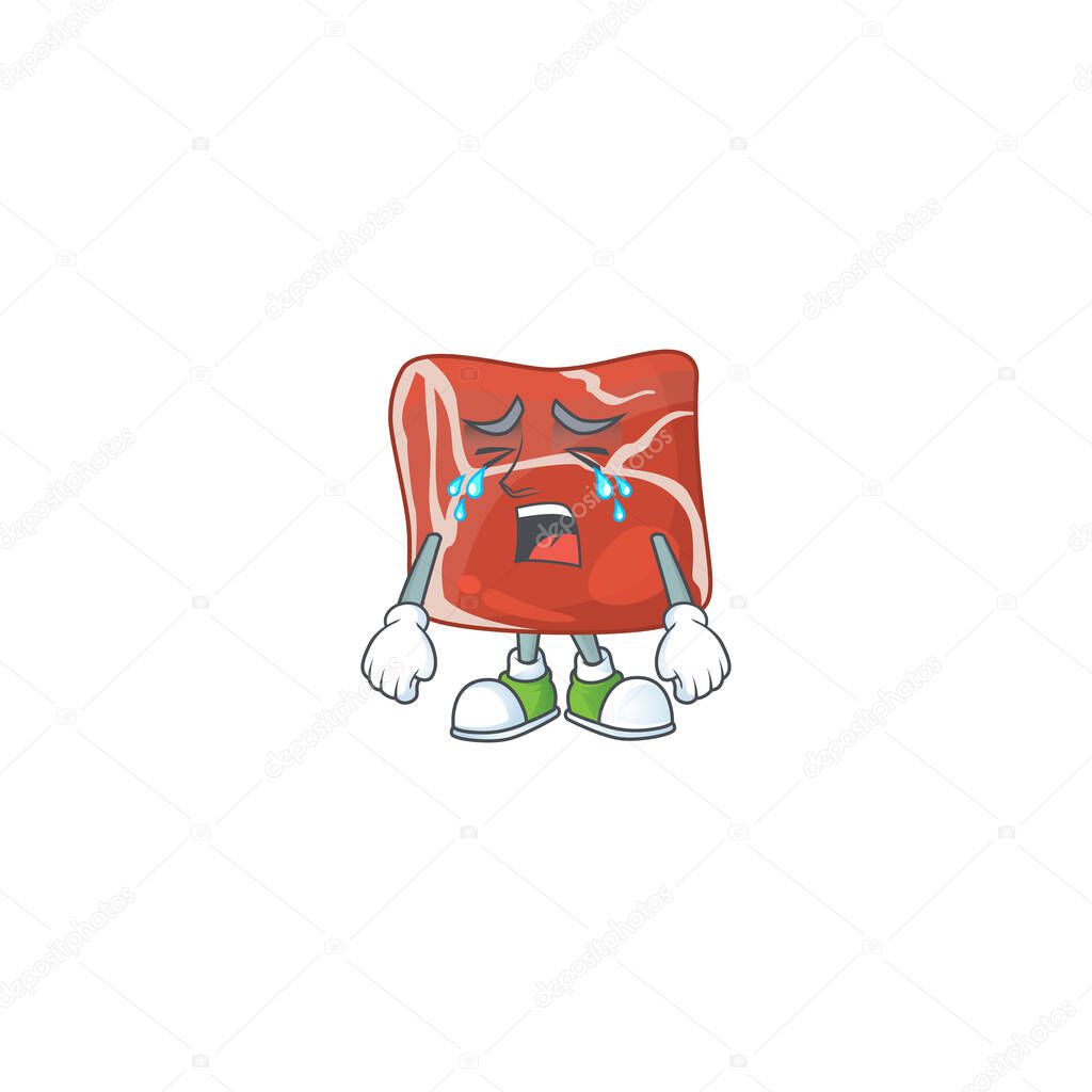 A Crying face of beef cartoon character design. Vector illustration
