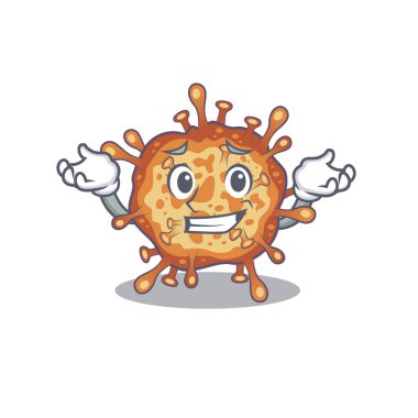 Happy face of retro virus corona mascot cartoon style