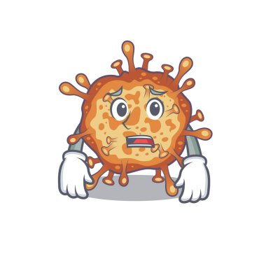 Cartoon picture of retro virus corona showing anxious face