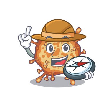 Retro virus corona an experienced explorer with a compass