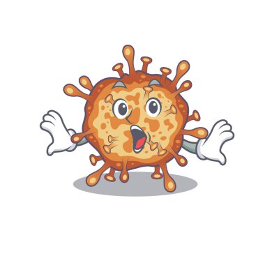 A cartoon character of retro virus corona making a surprised gesture