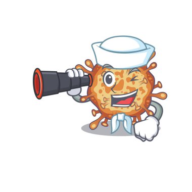Retro virus corona in Sailor cartoon character design with binocular