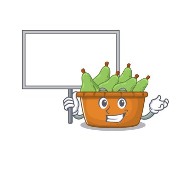 Armut kutusu sevimli çizgi film karakteri bir tahta getir.