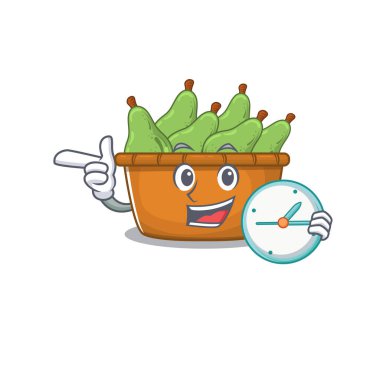 Neşeli armut kutusu çizgi film karakteri tarzı saat.