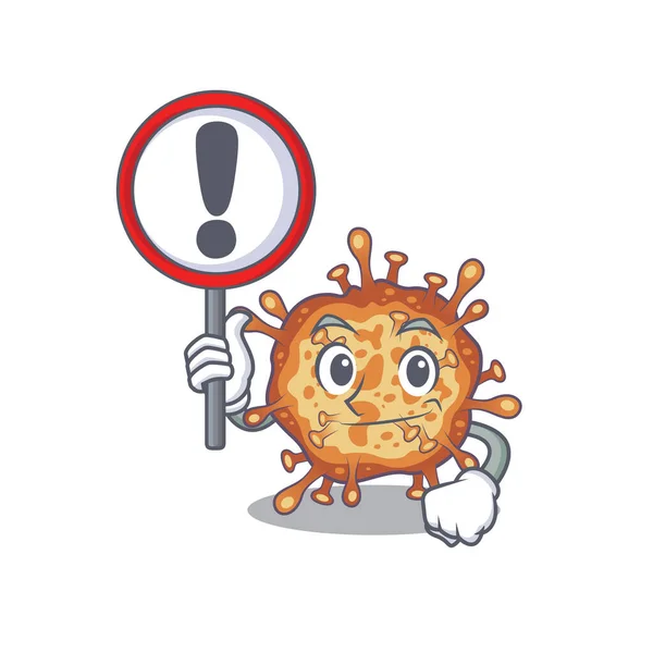 Cheerful cartoon style of retro virus corona holding a sign — Wektor stockowy