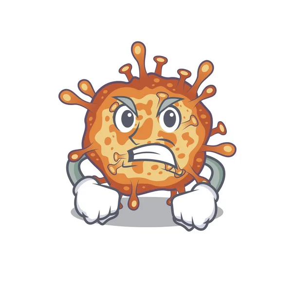 Retro virus corona cartoon character design with angry face — Stockvector