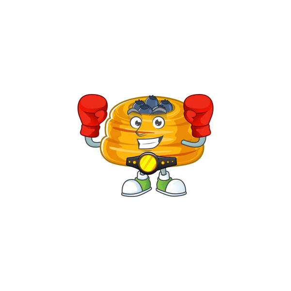 Een Sportieve Boxing Van Kataifi Mascotte Design Stijl Vectorillustratie — Stockvector