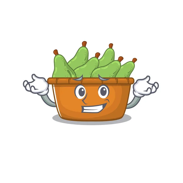 Happy face of pear fruit box mascot style — стоковый вектор